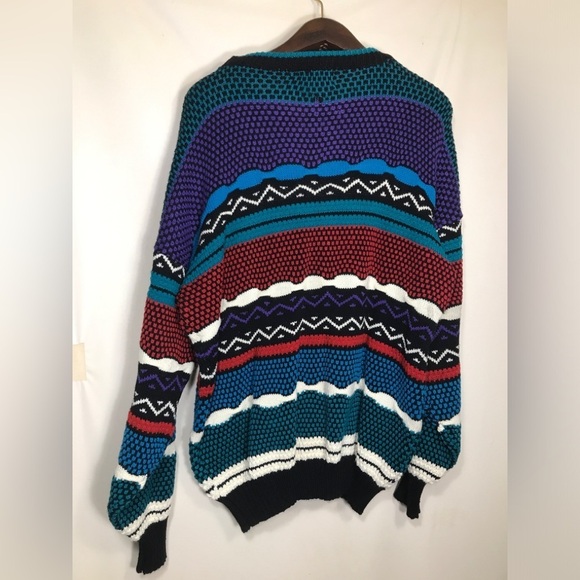 Vintage Lighting Bolt Pullover Colorful Mens Sweater Sz XL Cosby Biggie Style - Picture 6 of 7